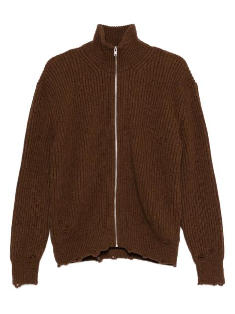MM6 Maison Margiela zip-front frayed cardigan