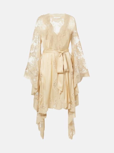Zimmermann Como lace-trimmed draped silk midi dress