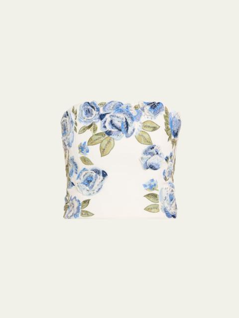 Alice + Olivia Cece Floral Embellished Cropped Top