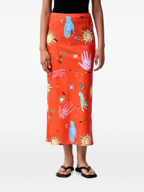 Never Fully Dressed Celestial Dorris graphic-print midi skirt