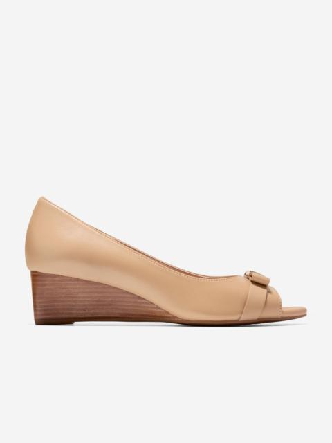 COLE HAAN Women's Go-To Malta Peep Toe Bow Wedges