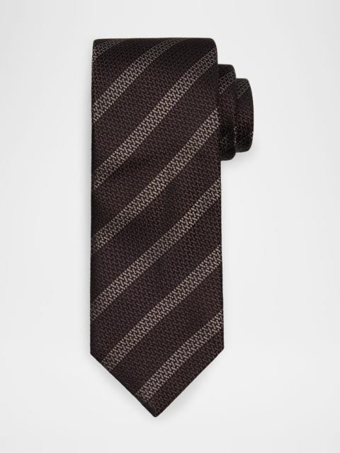 Brunello Cucinelli Men's Cross Stitch Stripe Tie