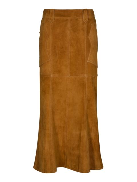 Johanna Ortiz Sundown Becerro Leather Midi Skirt brown