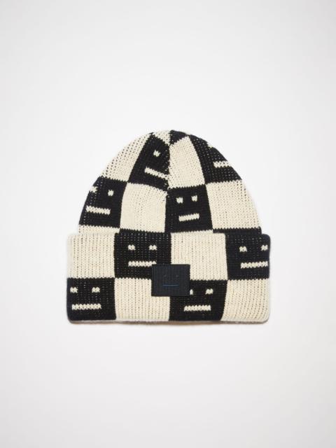 Acne Studios Jacquard knit beanie hat - Black/oatmeal melange