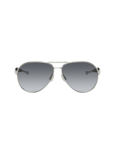 Bottega Veneta Silver Sardine Aviator Sunglasses