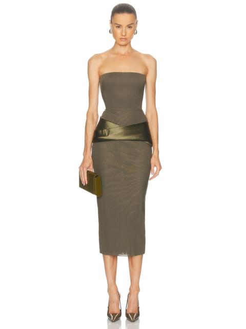ALEX PERRY Strapless Satin Drape Dress