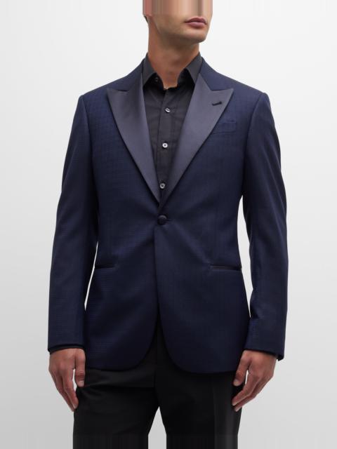 Men's Peak-Lapel Check Dinner Jacket