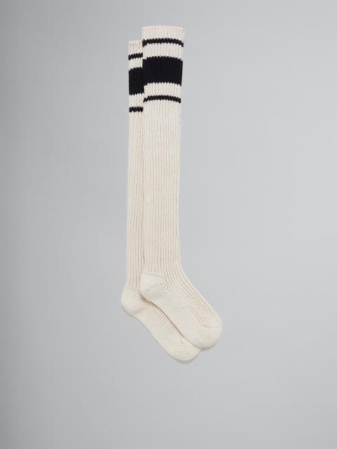 Marni WHITE COTTON KNEE-LENGTH SOCKS