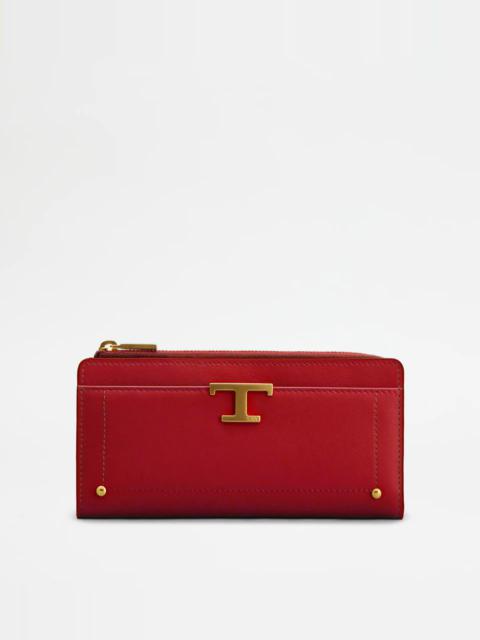 Tod's T TIMELESS WALLET IN LEATHER - RED