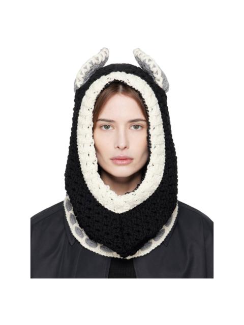 Marni Black & Off-White Wool Ears Balaclava