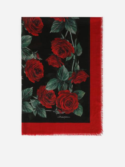 Dolce & Gabbana Rose-print silk and cashmere scarf (140 x 140)