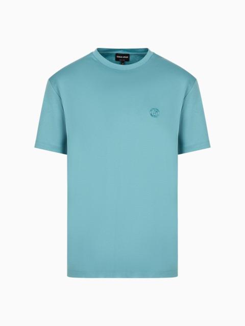 Cotton-interlock T-shirt with embroidered logo