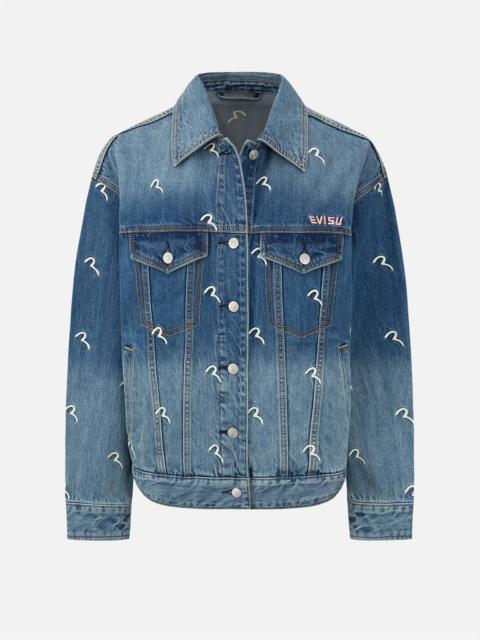 EVISU ALLOVER SEAGULL EMBROIDERY DENIM JACKET
