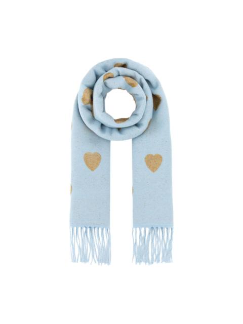 Valentino heart-pattern fringed scarf