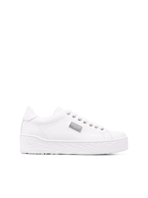 logo-plaque lace-up trainers
