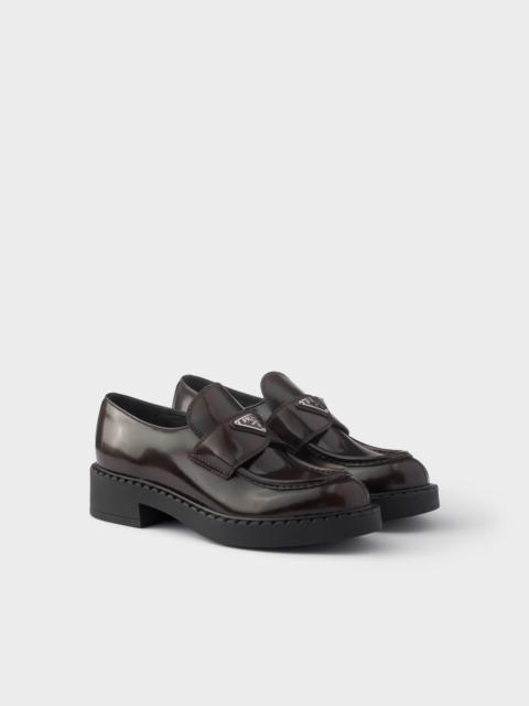 Prada Chocolate brushed leather loafers