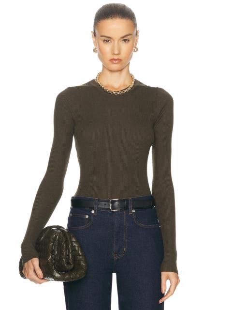 Silk Sweater Rib Longsleeve Crewneck Top