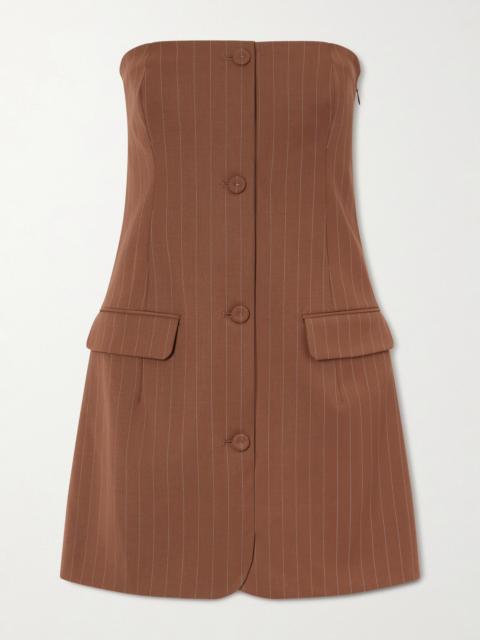 Jean Paul Gaultier Strapless Pinstriped Wool-blend Twill Mini Dress