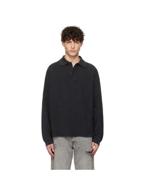AURALEE Black Pima Light Sweat Polo | REVERSIBLE AURALEE Black Pima Light Sweat Polo | REVERSIBLE