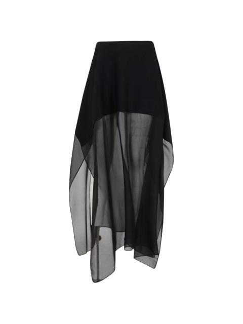 Max Mara sheer-panel asymmetric midi skirt