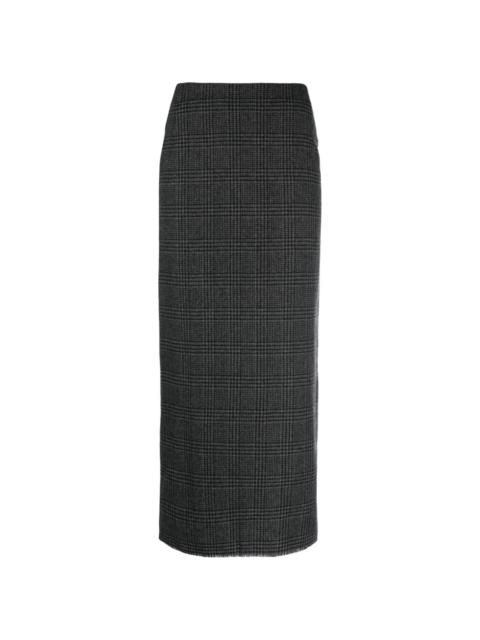 Yohji Yamamoto check-pattern wool blend pencil skirt