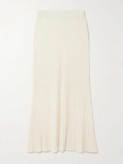 arch4 Nillie Ribbed Organic Cashmere Midi Skirt