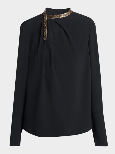 TOM FORD Embellished-Collar Long-Sleeve Top