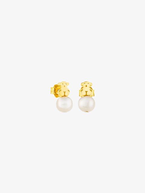 TOUS 18K solid gold Puppies Earrings with Pearls and Bear motif