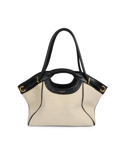 Balmain Women's Medium Canvas & Leather Tote Bag - Naturel Noir