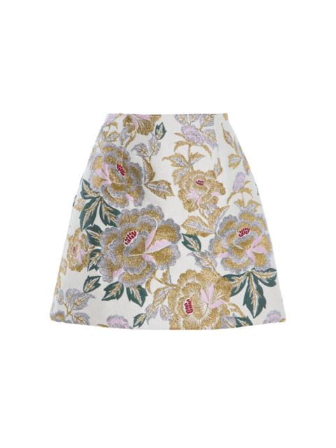 CAROLINA HERRERA Floral Mini Skirt ivory