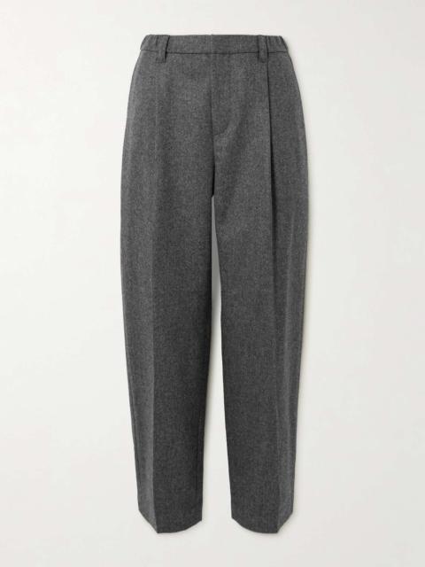 Cropped pleated wool and cashmere-blend tapered pants
