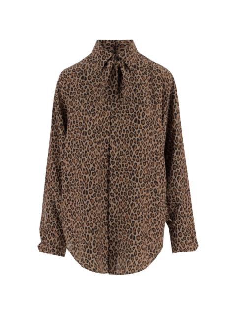 SA SU PHI bow-detail animal-print shirt