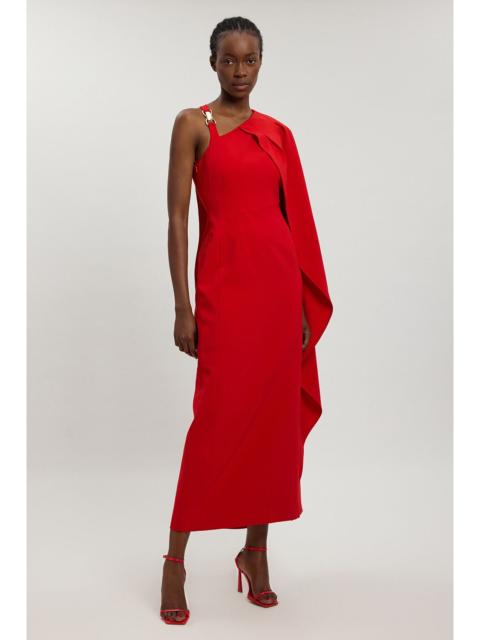 KAREN MILLEN Compact Viscose Asymmetric Detail Maxi Dress