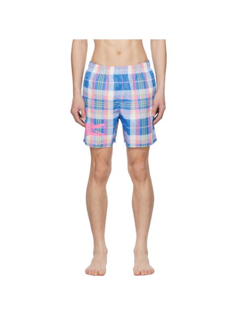 LACOSTE Blue & Pink Check Swim Shorts