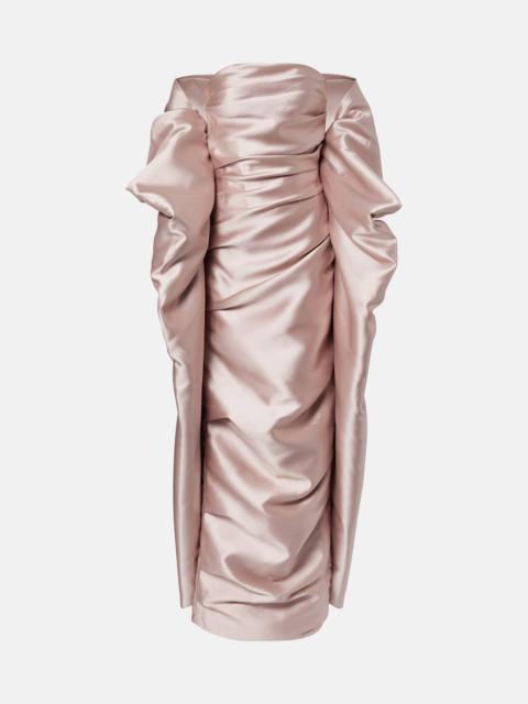 MARMAR HALIM Caped satin bustier gown