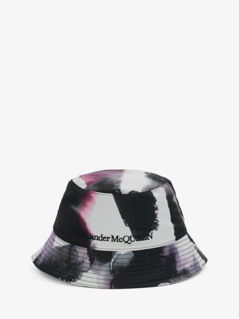 Alexander McQueen Women's Watercolour Graffiti Seal Logo Reversible Bucket Hat in Black/multicolour