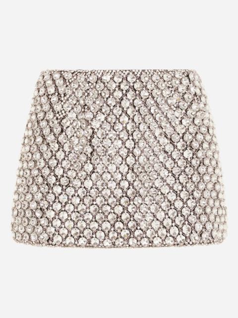 Jacquard miniskirt with crystal embellishment