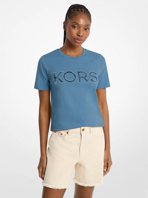 MICHAEL KORS Sequined Logo Cotton T-Shirt