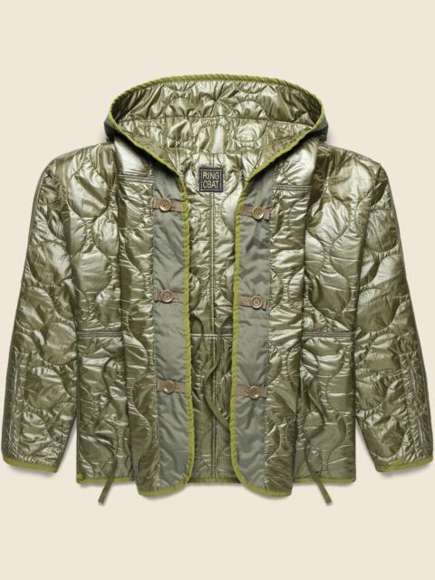 Kapital Nylon Quilt Lining Ring Coat - Khaki