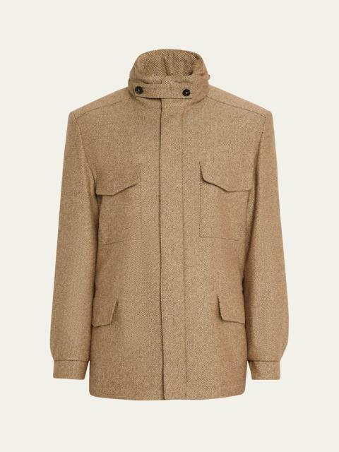 Loro Piana Men's Traveller Cashmere and Silk Chevron Field Jacket
