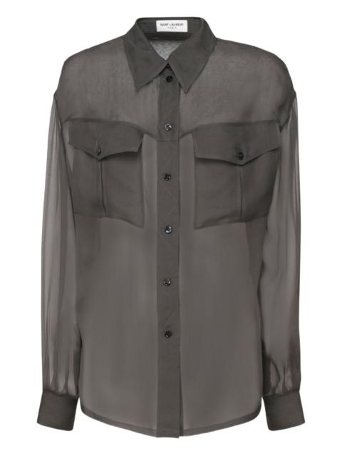 SAINT LAURENT pointed-collar flap-pocket shirt
