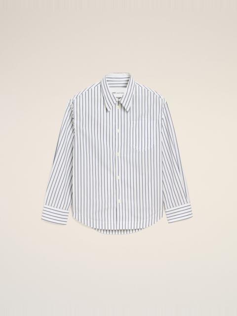 AMI Paris WHITE STRIPED COTTON AMI DE COEUR WIDE SHIRT