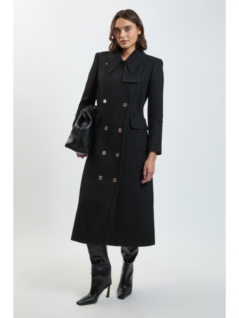 KAREN MILLEN Wool Military Details Tailored Maxi Coat