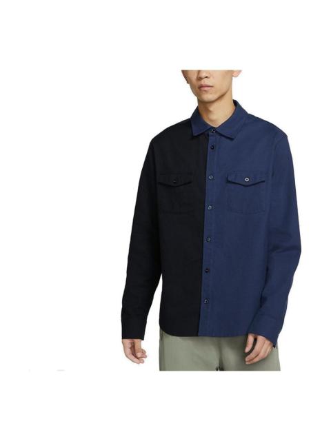 Nike Nike SB Skateboard flannel Skateboard Splicing Long Sleeves Shirt Navy Blue DA4168-410