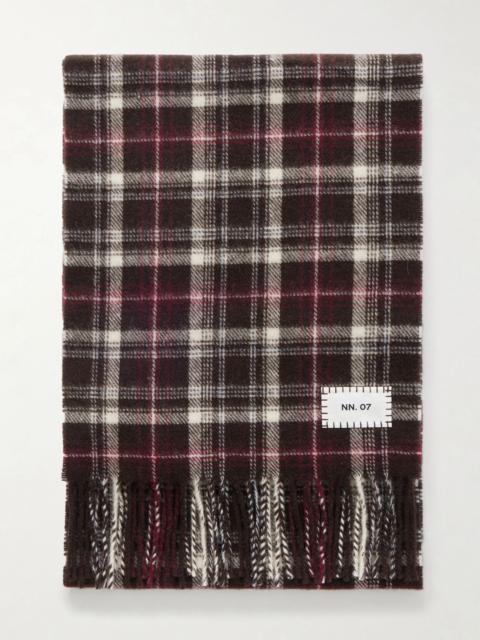 NN07 Checked Wool Scarf Burgundy