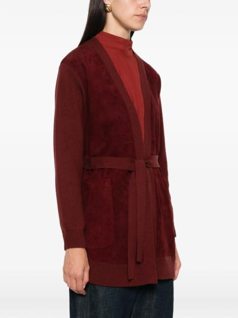 Max Mara Max Mara Suede-panelled Belted Cardigan