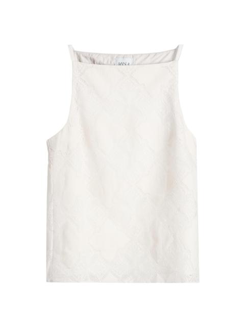 MISA Women's Prisha Jacquard Boxy Sleeveless Top - Floral Medallion