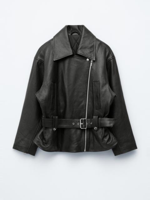 & Other Stories Belted Leather Biker Jacket