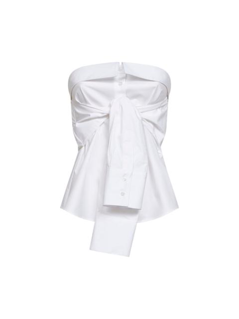 GIUSEPPE DI MORABITO White poplin bustier top with tied sleeves