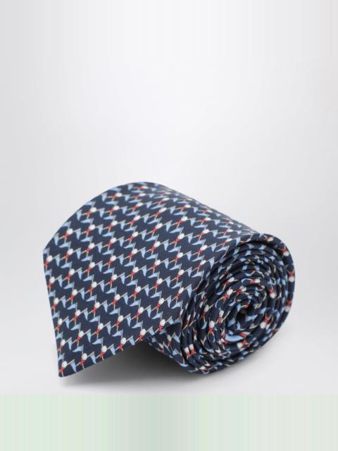 FERRAGAMO Navy blue Club silk tie
